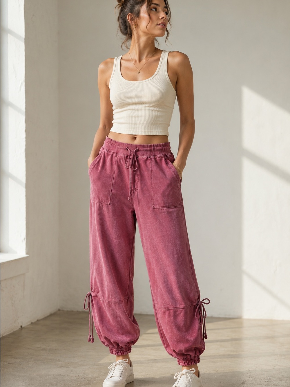 Anthropologie Rosewood Drawstring Cargo Joggers